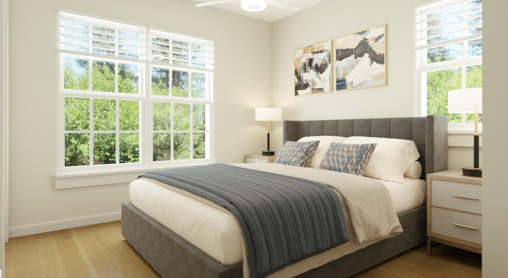 Relax and recharge in beautiful and spacious bedrooms a bedroom with a bed and a window