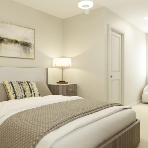 Sleep in style a bedroom with a bed and lamps